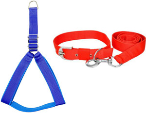 ADIOS Dog Belt Combo of Blue Dog Body Cross Harness with Red Dog