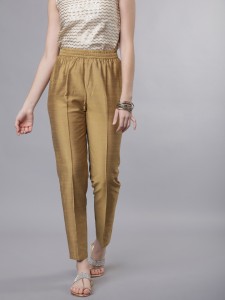 Buy JUNIPER Gold Solid Slim Fit Cotton Womens Casual Trousers  Shoppers  Stop