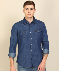 LEVI S Men Solid Casual Blue Shirt Buy LEVI S Men Solid Casual
