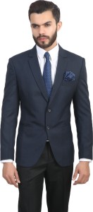 manq solid single breasted formal, wedding men blazer(blue) SB-BLUE