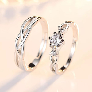 BlueShine Adjustable Couple Ring for lovers in Silver valentine