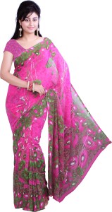 ishin printed fashion poly georgette saree(pink) ISHIN-1059