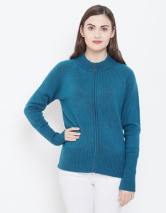 MADAME Solid Round Neck Casual Women Blue Sweater Buy
