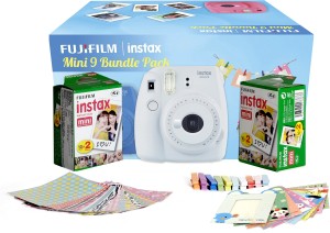 fujifilm instax mini 9 bundle pack (smoky white) with 40 film shot instant camera(white)