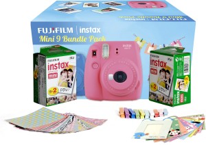 fujifilm instax mini 9 bundle pack (flamingo pink) with 40 film shot instant camera(pink)