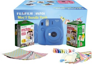 fujifilm instax mini 9 bundle pack (cobalt blue) with 40 film shot instant camera(blue)
