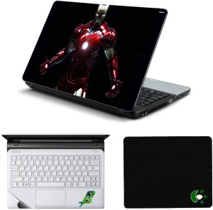 Namo Arts Iron Man in Action Laptop Accessories Combo - Laptop Skin Sticker, Mouse Pad and Palmrest Skin for 15.6 Inch Laptop - Notebook Combo Set(Multicolor)
