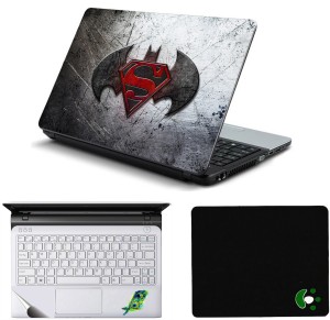 Namo Arts Rough Batman vs Superman Laptop Accessories Combo - Laptop Skin Sticker, Mouse Pad and Palmrest Skin for 15.6 Inch Laptop - Notebook Combo Set(Multicolor)
