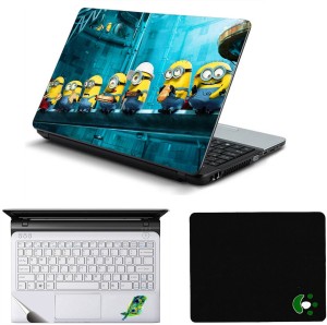 Namo Arts Minions Lunch Laptop Accessories Combo - Laptop Skin Sticker, Mouse Pad and Palmrest Skin for 15.6 Inch Laptop - Notebook Combo Set(Multicolor)
