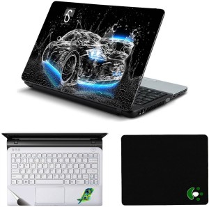 Namo Arts Water Car Laptop Accessories Combo - Laptop Skin Sticker, Mouse Pad and Palmrest Skin for 15.6 Inch Laptop - Notebook Combo Set(Multicolor)