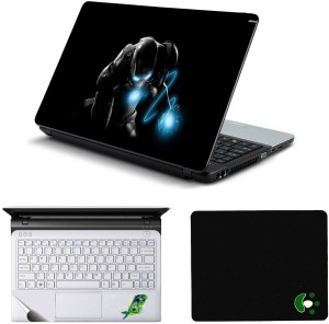 Namo Arts Dark Iron Man Laptop Accessories Combo - Laptop Skin Sticker, Mouse Pad and Palmrest Skin for 15.6 Inch Laptop - Notebook Combo Set(Multicolor)