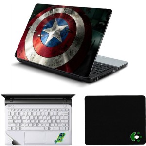 Namo Arts Shield of Captain America Laptop Accessories Combo - Laptop Skin Sticker, Mouse Pad and Palmrest Skin for 15.6 Inch Laptop - Notebook Combo Set(Multicolor)