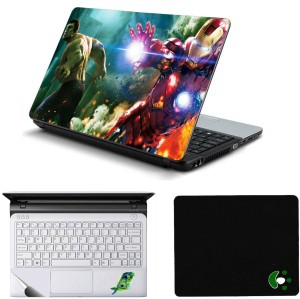Namo Arts Iron Man and HULK Laptop Accessories Combo - Laptop Skin Sticker, Mouse Pad and Palmrest Skin for 15.6 Inch Laptop - Notebook Combo Set(Multicolor)