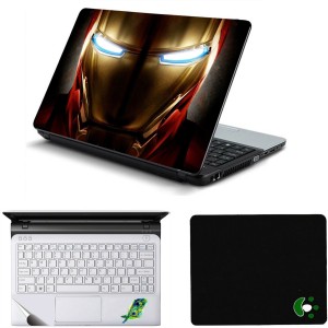 Namo Arts Iron Man Helmet Laptop Accessories Combo - Laptop Skin Sticker, Mouse Pad and Palmrest Skin for 15.6 Inch Laptop - Notebook Combo Set(Multicolor)