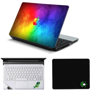 Namo Arts Colorfull Aple Laptop Accessories Combo - Laptop Skin Sticker, Mouse Pad and Palmrest Skin for 15.6 Inch Laptop - Notebook Combo Set(Multicolor)