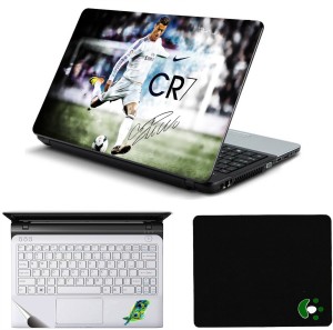 Namo Arts Cristiano Ronaldo CR7 Laptop Accessories Combo - Laptop Skin Sticker, Mouse Pad and Palmrest Skin for 15.6 Inch Laptop - Notebook Combo Set(Multicolor)