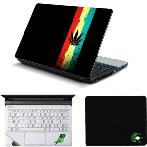 Namo Arts Rasta Weed Laptop Accessories Combo - Laptop Skin Sticker, Mouse Pad and Palmrest Skin for 15.6 Inch Laptop - Notebook Combo Set(Multicolor)