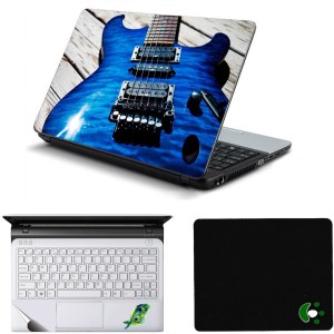 Namo Arts Blue Guitar Laptop Accessories Combo - Laptop Skin Sticker, Mouse Pad and Palmrest Skin for 15.6 Inch Laptop - Notebook Combo Set(Multicolor)