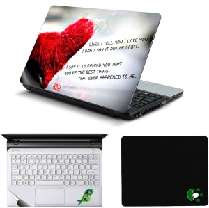 Namo Arts Heart Quote Laptop Accessories Combo - Laptop Skin Sticker, Mouse Pad and Palmrest Skin for 15.6 Inch Laptop - Notebook Combo Set(Multicolor)