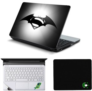 Namo Arts Batman vs Superman Laptop Accessories Combo - Laptop Skin Sticker, Mouse Pad and Palmrest Skin for 15.6 Inch Laptop - Notebook Combo Set(Multicolor)
