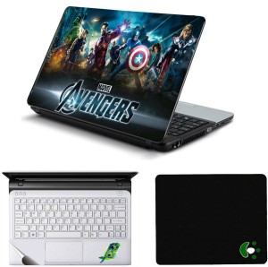 Namo Arts Avengers Team Laptop Accessories Combo - Laptop Skin Sticker, Mouse Pad and Palmrest Skin for 15.6 Inch Laptop - Notebook Combo Set(Multicolor)