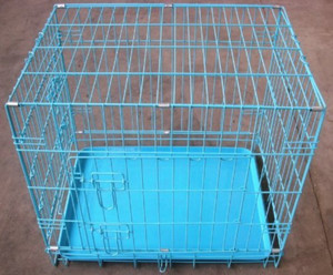 Super Dog Folding Pet Cage With Removable Tray Cage Blue 30 Inch