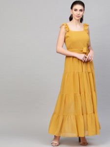 SASSAFRAS Women Maxi Yellow Dress