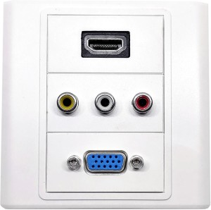 ANDTRONICS  TV-out Cable Multimedia Modular Wall Face Plate with HDMI + VGA + 3RCA (AV) Audio Video Panel Sockets(White, For TV)