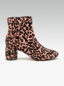 DOROTHY PERKINS Women Pink Black Leopard Print Mid Top Heeled