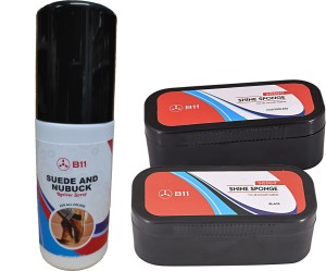 B11 Nubuck and Suede Shoe Boot Cleaner with Black & Neutral Shiner for All Colours Nubuck, Suede Shoe Renovator