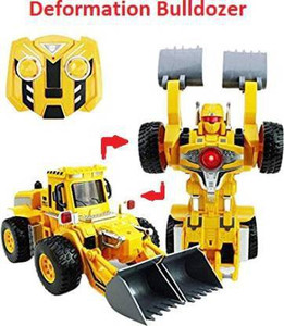 TEMSON Remote Control Transformer Bulldozer Robot Truck Toy For