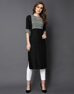 Black kurti with white leggings clearance