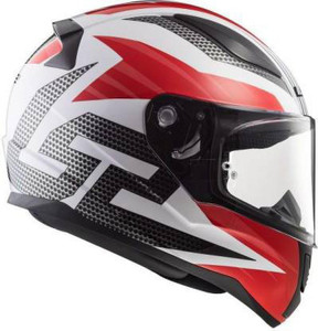 Red and 2025 white motorcycle helmet