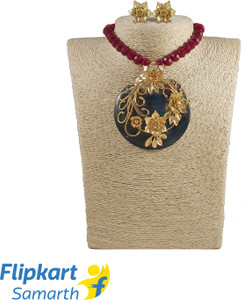 Sukhen Antique Jewellery Brass Shell Gold plated Gold Black