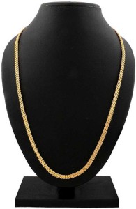 Fashion Frill Golden Interlink Criss cross Pattern Gold Chain 20 inches Gold-plated Plated Brass Chain