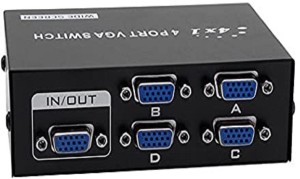 DRMS STORE  TV-out Cable 4 Port VGA Splitter ( 1 in 4 Out) for 1 PC Computer to 4 TV Monitor Projector ( BLACK)(Black, For TV)