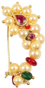 P.N.Gadgil Jewellers Maharashtrian Banu Moti 22kt Yellow Gold Nath