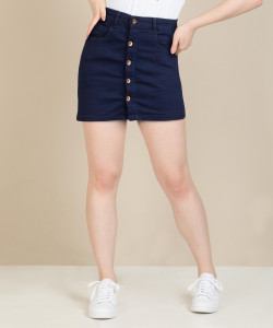 Spykar Solid Women Straight Dark Blue Skirt Buy Spykar Solid