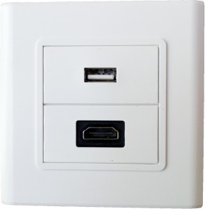 BOXNUBE  TV-out Cable Multimedia Modular Wall Face Plate with HDMI + USB Panel Sockets - White(White, For TV)