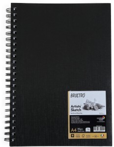 Brustro Toned Paper - Grey Sketchbook, Wiro Bound, 120GSM (60