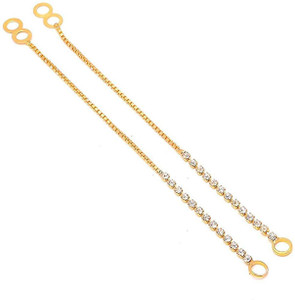 Shivarth Single Layer Ear Chain Gold Plated Ad Cz Gemstones