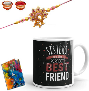 Plakasha creations Chawal Roli Pack Rakhi Greeting Card Mug Set