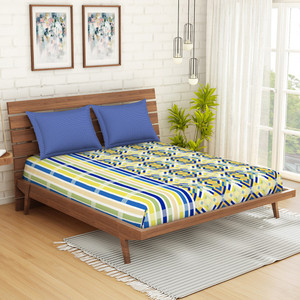 SPACES 144 TC Cotton Queen Printed Flat Bedsheet