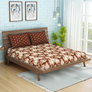 SPACES 144 TC Cotton Queen Printed Flat Bedsheet