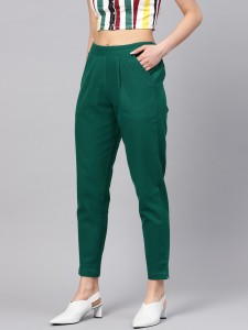 Buy Dark Green Solid Pants Online  Aurelia