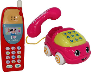 Miniature Mart Set Of 2 Small Size Babies Musical Toy Music Phone