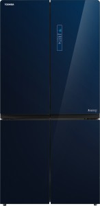 Toshiba 650 L Frost Free French Door Bottom Mount Convertible Refrigerator(Blue Glass, GR-RF646WE-PGI(24))