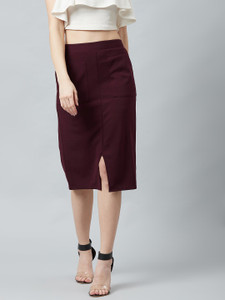 ATHENA Solid Women Pencil Maroon Skirt Buy ATHENA Solid Women