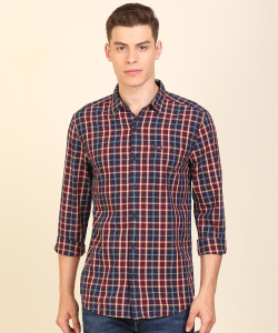 Wrangler Men Checkered Casual Maroon Shirt Buy Wrangler Men