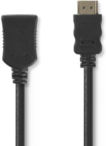 Nedis High Speed HDMI extension Cable with Ethernet | HDMI Connector Cable - HDMI Male Female | 5.0m 5 m HDMI Cable(Compatible with Fire TV, PS4, Xbox One, Xbox 360, computers,TV, Black, One Cable)
